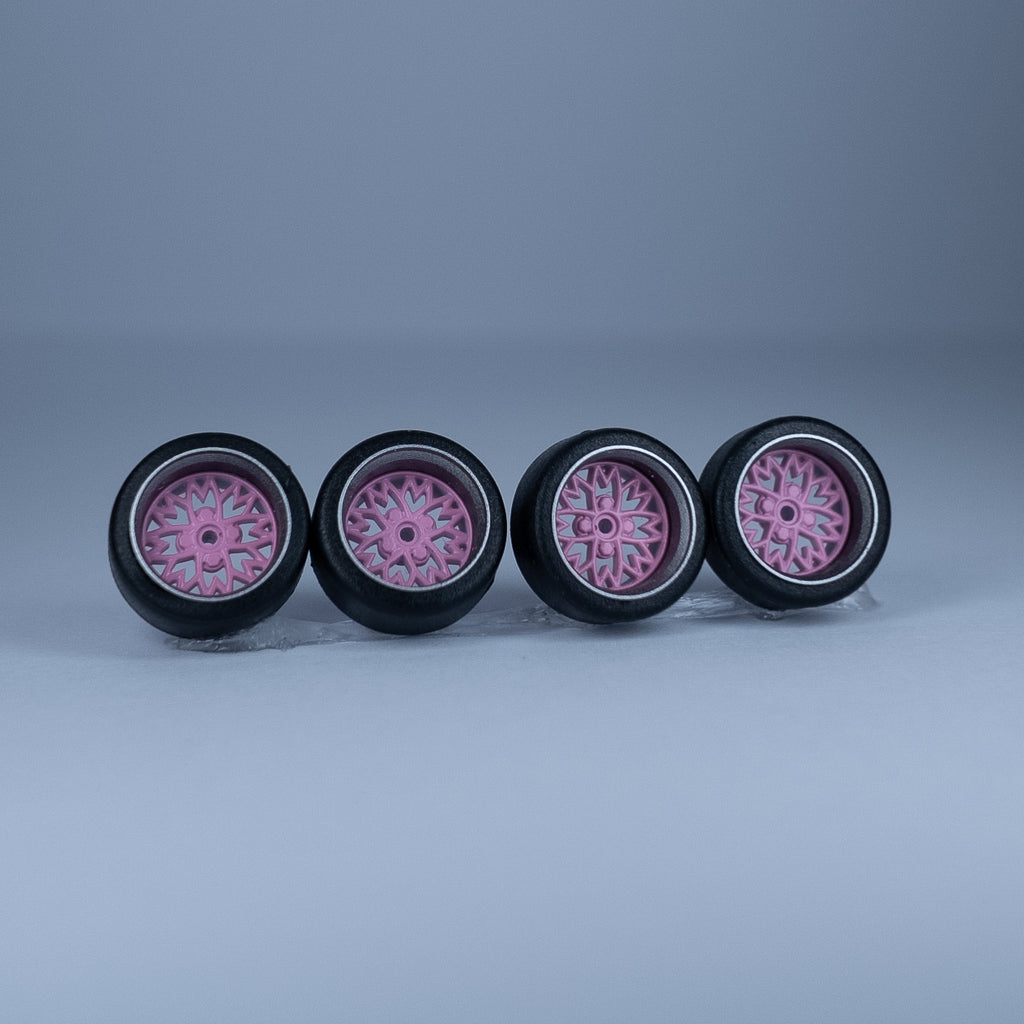 Koła "Sakura Pink" do modeli w skali 1:64 (np. Hot Wheels) cloudy.micra